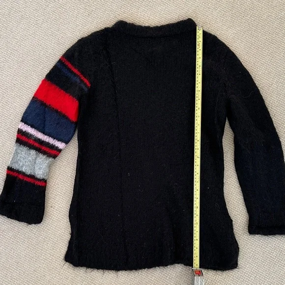 Smythe Black Sweater with Striped Sleeve - Picture 3 of 4